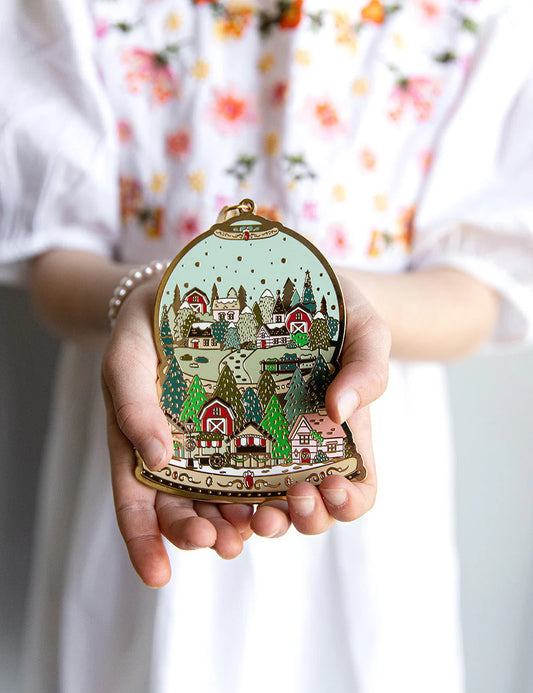 Enamel Christmas Ornament - Snow Globe