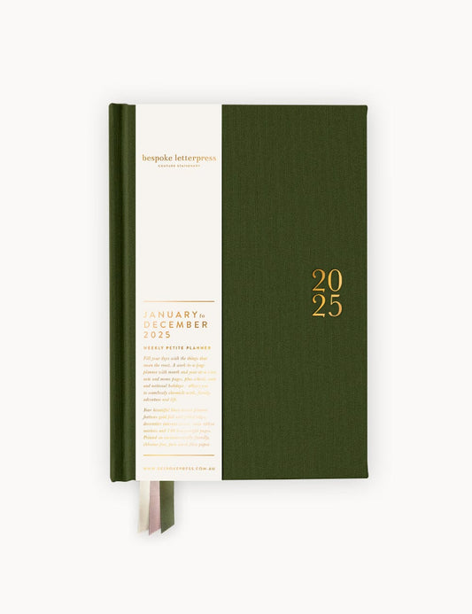 2025 Petite Linen Bound Planner - Hunter Green